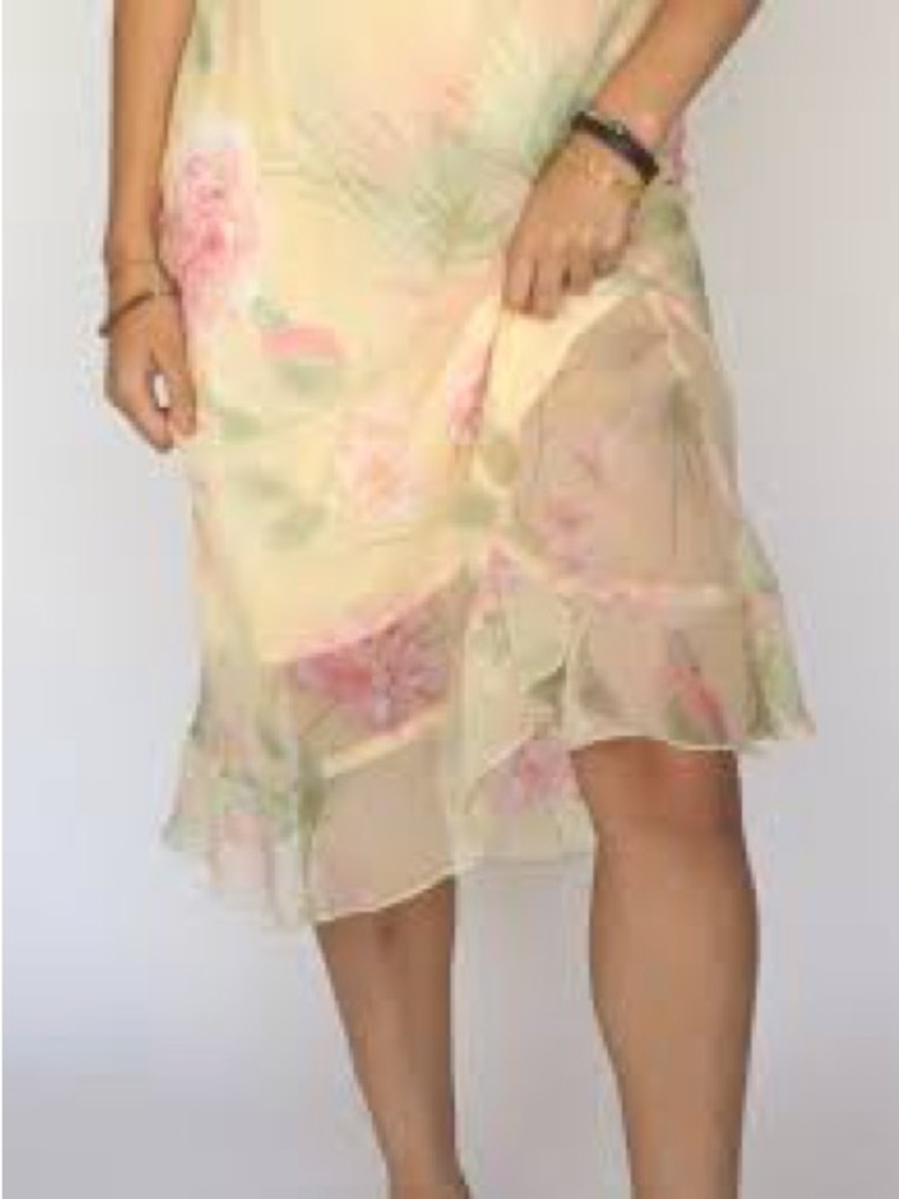 Dress Barn Butter Yellow Y2K Vintage Floral Maxi Dress Sz 12 Dainty Semiformal - Picture 3 of 9